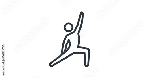 Yoga pose icon line art simple human figure.