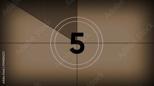 10 seconds realistic vintage old movie countdown intro animation - sepia toned with film shake and dust and scratches. Countdown movie from 10 to 0 number. 4k video animated concept
