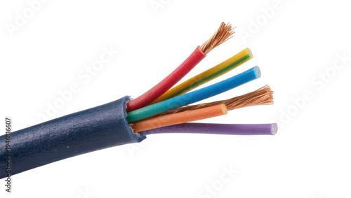 Isolated multicore electrical cable with exposed copper wires and vibrant insulation