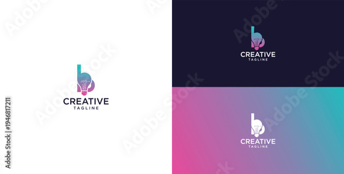 smart bulb logo icon. bulb logo technology. initial logo design B