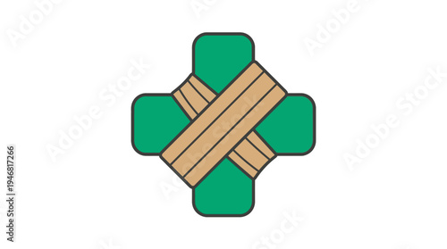 Flat vector illustration of a medical cross with a bandage