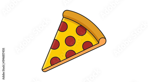 Flat vector illustration of a slice of pizza with cheese and pepperoni, minimal design