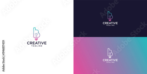 smart bulb logo icon. bulb logo technology. initial logo design B
