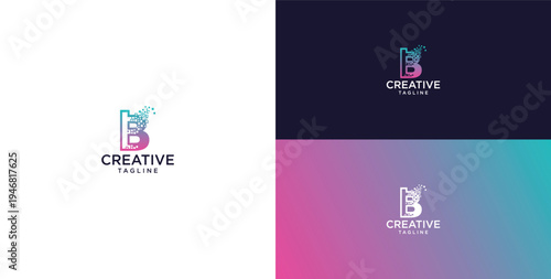 smart bulb logo icon. bulb logo technology. initial logo design B