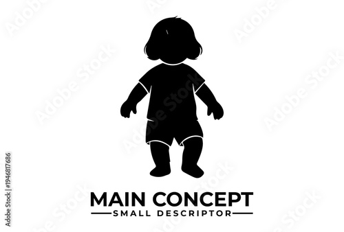 A minimalist logo featuring a silhouette of a child with Down syndrome, symbolizing awareness and acceptance on World Down Syndrome Day, against a clean white background.