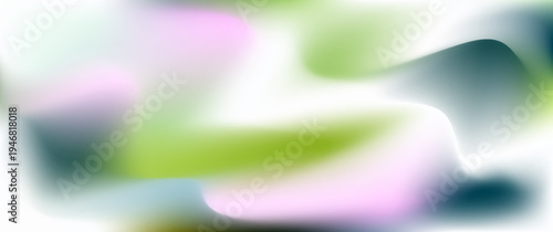 Abstract green, indigo, pink and white colors vector soft fuzz mesh gradient background. Smooth aesthetic 3d backdrop with dots pattern for retro futuristic liquid silk print