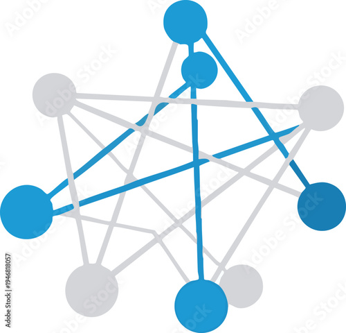 Network connections vector illustration, nodes and lines flat design