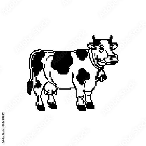 spotted cow. Classic farm animal character for dairy products, agriculture, and organic food branding.
