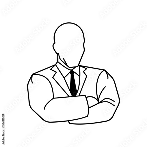 silhouette of a man in a suit and tie without a face. Icon for incognito mode, anonymous user, unknown person, or private profile.