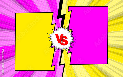 Comic versus background. Logo versus lettering for sports and fighting competitions. Vector illustration.