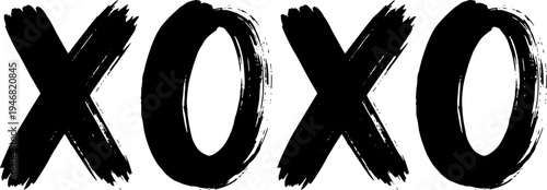 Grunge brush stroke XOXO typography text vector illustration black and white
