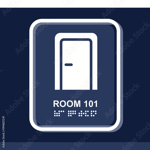 Modern Signage Indicating Room Number 101 with Braille and Door Icon for Public Spaces
