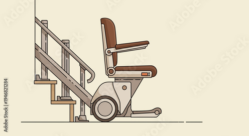 Modern Stairlift Illustration Providing Accessibility and Mobility Assistance Solution