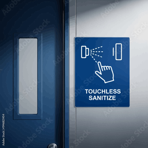 Modern Touchless Sanitization System Signage for Enhanced Hygiene and Health Safety Protocols