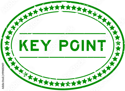 Grunge green key point word oval rubber seal stamp on white background