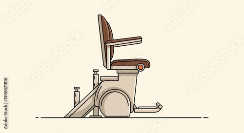 Modernized Chairlift Icon: Illustration of an Indoor Mobility Assist Device Design