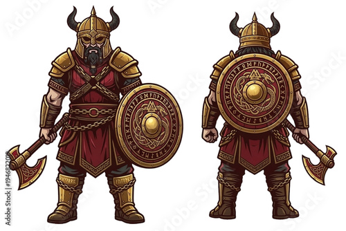Scandinavian warriors Viking illustration