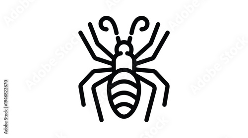 Simple black outline vector icon of an insect, resembling an ant or termite. Ideal for web design, apps, and educational materials. Clean and modern illustration.