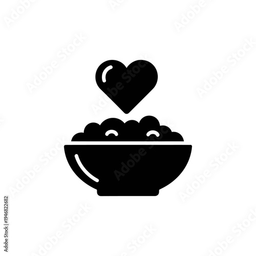 Bowl of Food with Heart Symbol Representing Love and Care