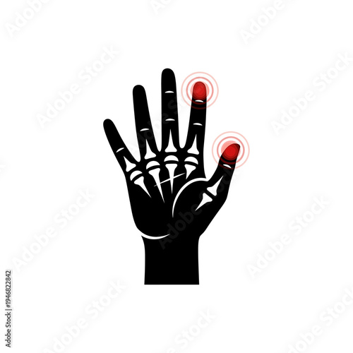 Digital Illustration of Human Hand with Highlighted Finger Joints