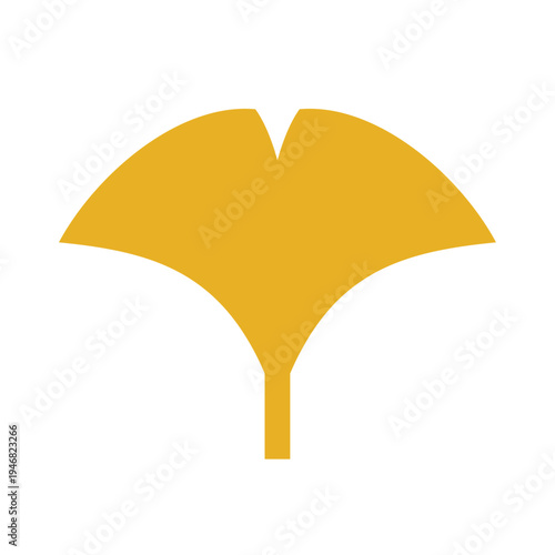 イチョウの葉アイコン シンプルな銀杏リーフの植物シンボル 秋を表すベクター素材 / Ginkgo leaf icon simple ginkgo biloba plant symbol vector