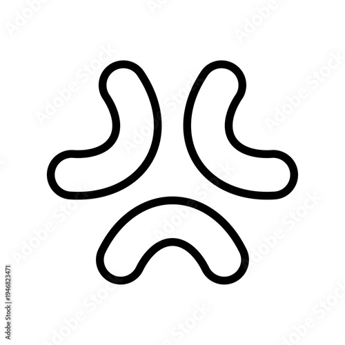 怒りの漫符アウトラインアイコン 漫画のイライラ感情表現シンボル 線画ベクター素材 / Angry comic symbol outline manga emotion mark vector
