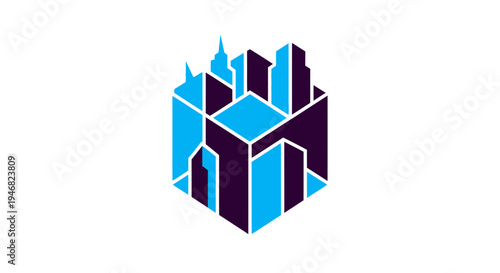 Geometric Urban Design: A Modern Illustration of Cityscape and Architectural Concepts