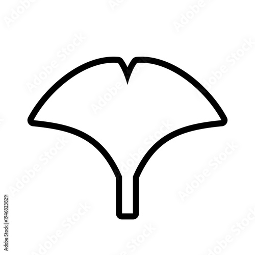 イチョウの葉アウトラインアイコン シンプルな銀杏リーフ線画植物シンボル ベクター素材 / Ginkgo leaf outline icon simple line plant symbol vector