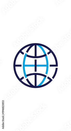 Global Connectivity Icon Depicting Worldwide Communication and Digital Networking, Minimalist Design