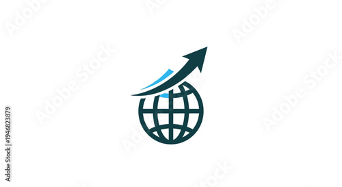 Global Growth Arrow Icon: Symbolizing Worldwide Expansion, Progress, and Worldwide Commerce