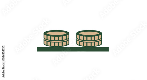 Graphic Illustration Depicting Two Coin Stacks Resting on a Green Surface and Minimalist Design
