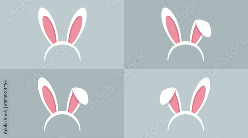 Set of four white and pink bunny ear headbands for Easter celebrations.