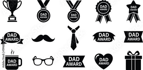 Dad award silhouette icons and graphics