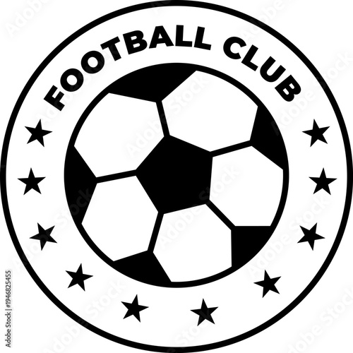 Circular football club shield design, professional football team logo with stars, minimalist sports brand graphic element