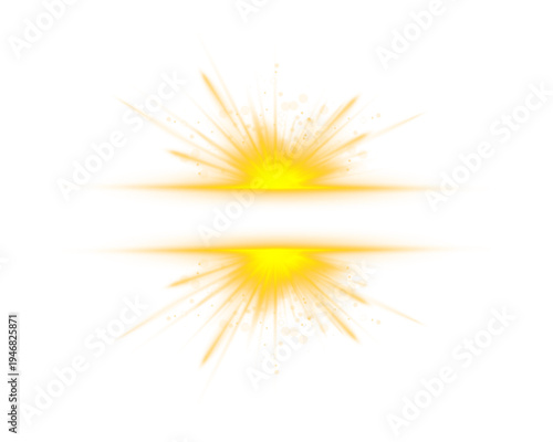 Yellow light burst glows with neon flashes, sparkling stars, and radiant energy beams. Bright luminous waves drift around a warm glowing explosion. Transparent PNG enhances digital motion graphics.