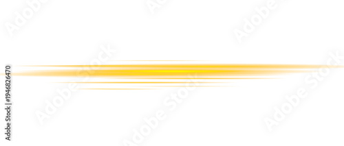 Golden luminous wave spreads glowing energy and soft spark particles. Light beams shimmer across transparent background creating warm shine. Abstract glow element.