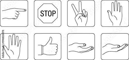 American sign language handshapes and stop sign