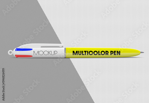Multicolor Pen Mockup with Transparent Background