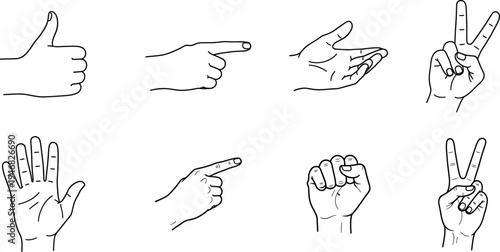 Hand gestures illustrations in sign language