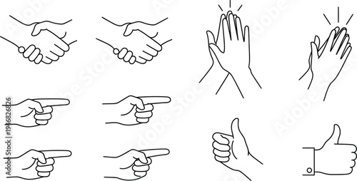 Hand gestures and signs illustrations