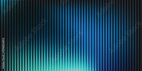Futuristic neon texture with vibrant shades of blue green gradients and bright smooth fluted vertical lines. Bold dynamic design blending smooth tones and radiant colors for modern visual art project