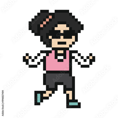 Character woman girl run exercise marathon race with gym,exercise,fitness,cartoon,8 bit.