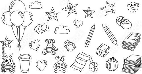 Birthday celebration doodles and illustrations