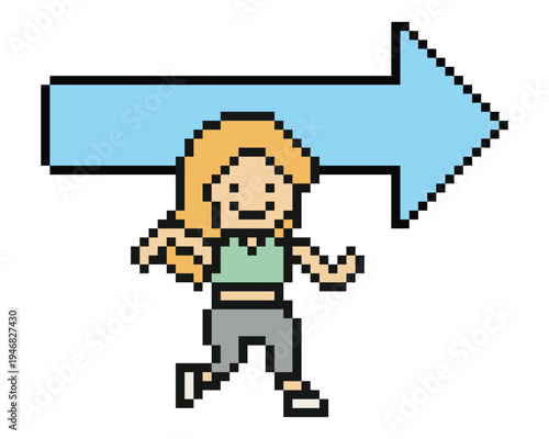 Character woman girl run exercise marathon race with gym,exercise,fitness,cartoon,8 bit.