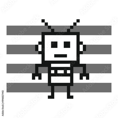 Cute character robots humanoid robotic ai with toy,engineer,artificial intelligence,8 bit,business.