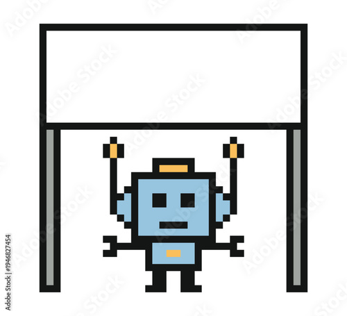 Cute character robots humanoid robotic ai with toy,engineer,artificial intelligence,8 bit,business.