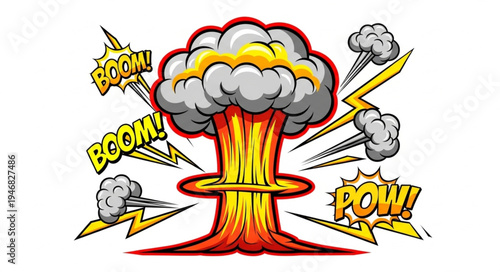 Explosion Comic Book Style Illustration.