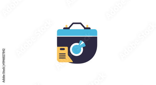 Abstract illustration of a colorful medical kit or briefcase with stylized design