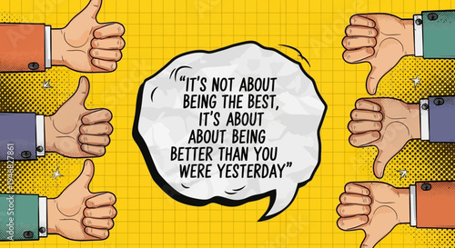 Motivational quote thumbs up vector graphic.