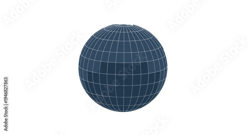 Abstract illustration of a dark blue sphere with light reflections on white background